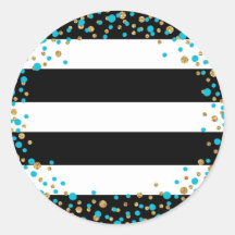 Black White Stripe Gold Glitter Turquoise Sprinkle