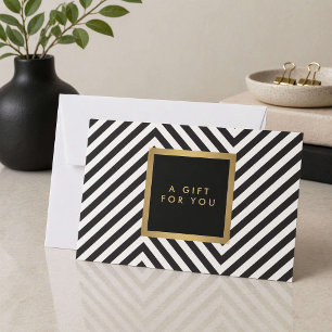 Black White Stripe Gold Minimalist Bold Gift Card