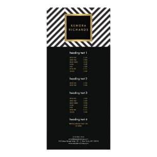 Black White Stripe Gold Minimalist Modern Bold Rack Card
