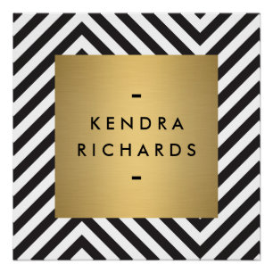 Black White Stripe Gold Minimalist Modern Logo Poster
