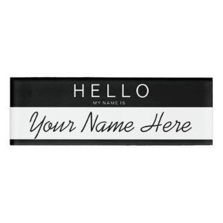 Black & White Stripe 'Hello My Name is...' Custom Tag