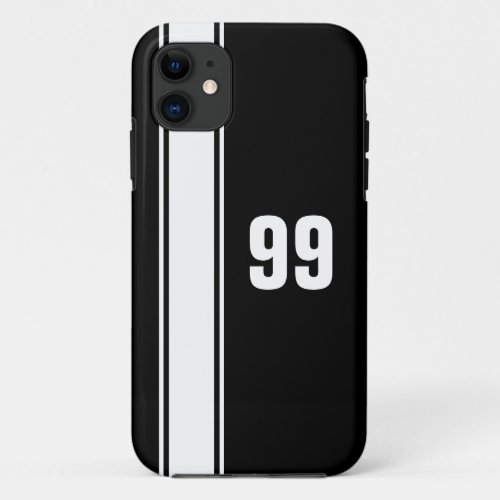 Black  White Stripe Jersey Numbered iPhone Case