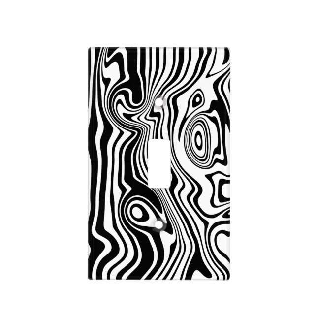 Black White Stripe Light Switch Cover (Front)