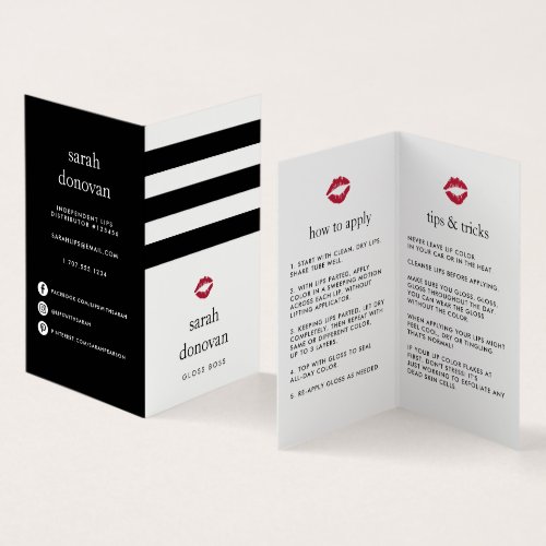 Black  White Stripe  Lip Product Distributor Business Card