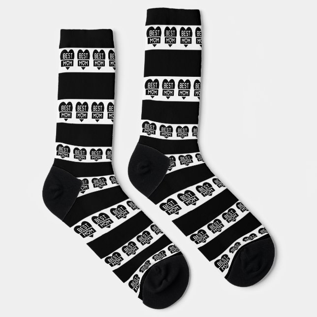 BLACK & WHITE STRIPE MODERN BEST MOM SOCKS (Right)