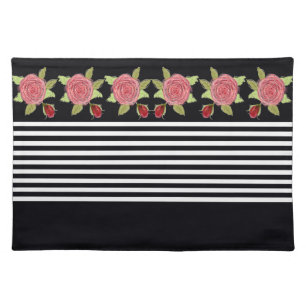 Black White Stripe Modern Cloth Placemat