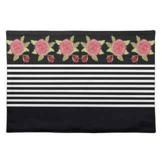 Black White Stripe Modern Cloth Placemat