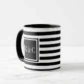 Black White Stripe Monogram Mug (Front Left)