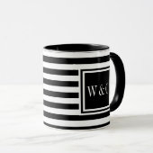 Black White Stripe Monogram Mug (Front Right)