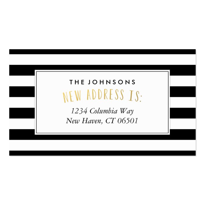 Black White Stripe New Home Address Business Card | Zazzle