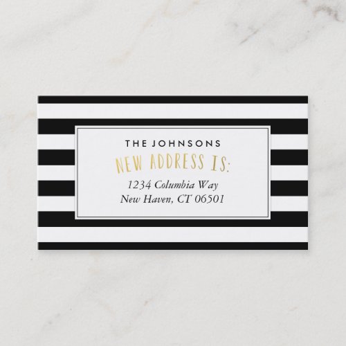 Black White Stripe New Home Address Business Card