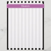Black White Stripe Orchid Ribbon Name Monogram (Front)