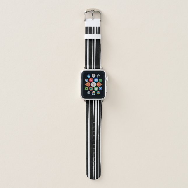 Black & White Stripe Pattern Apple Watch Band (Front)