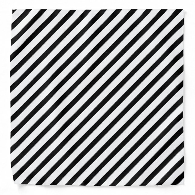 Black White stripe pattern bandana (Front)