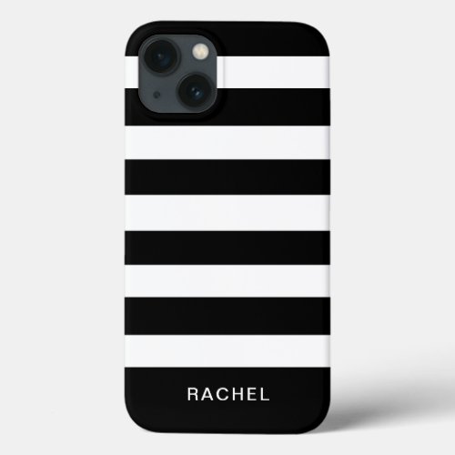Black White Stripe Pattern Minimalist  iPhone 13 Case