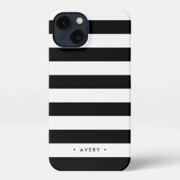 Black &amp; White Stripe Personalized iPhone 13 Case