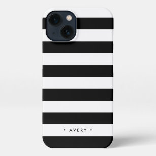 Black & White Stripe Personalized iPhone 13 Case