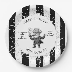 Black White Stripe Psychology Freud CARTOON Paper Plates