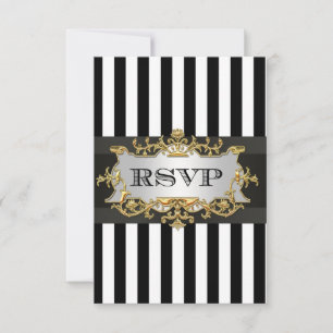 Black White Stripe  RSVP 1 Card