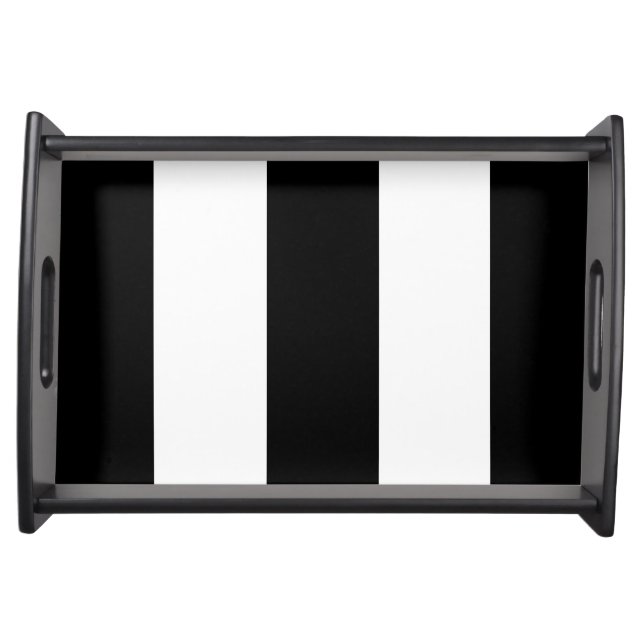 Black White Stripe Serving Tray (Front)