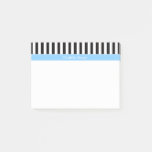 Black White Stripe Sky Blue Name Monogram Post-it Notes