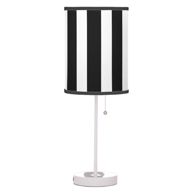 Black & White Stripe Table Lamp (Left)