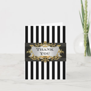Black White Stripe Thank You Card