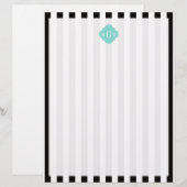 Black White Stripe Turquoise Quatrefoil 3 Monogram (Front/Back)