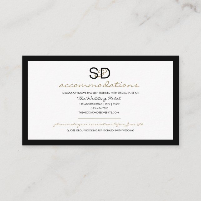 Black & White Stripe Wedding Accommodations Enclosure Card (Front)