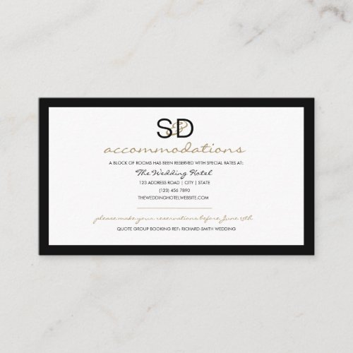 Black  White Stripe Wedding Accommodations Enclosure Card