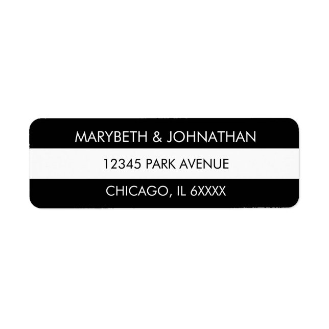 Black & White Stripe Wedding Address Labels (Front)