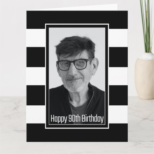 Black White Striped 90th Birthday
