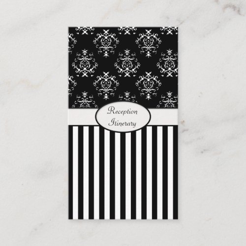 Black &amp; White Striped Baroque Business Card Template