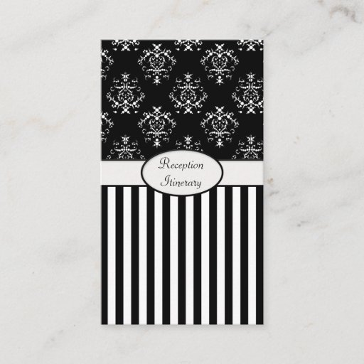 Customizable Black &amp; White Striped Baroque Business Card Template