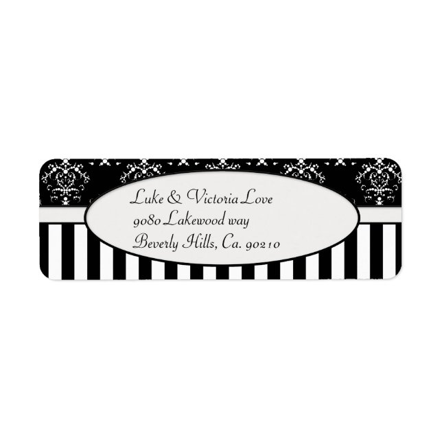 Black & White Striped Baroque Label (Front)