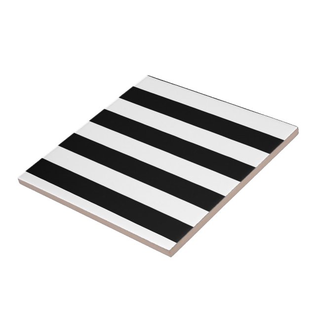 Black & White Striped Ceramic Tile (Side)