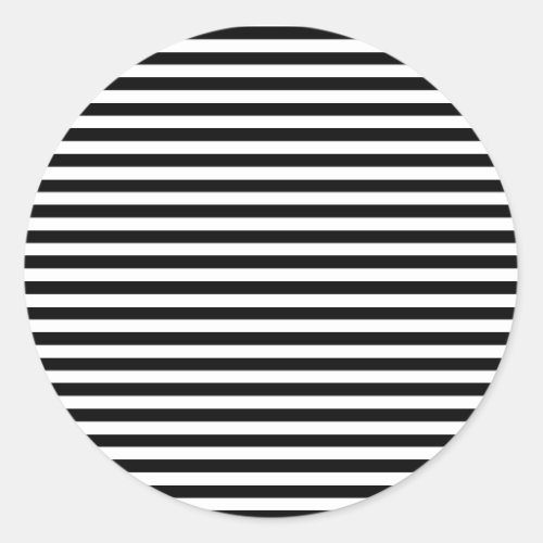 Black  white striped classic round sticker