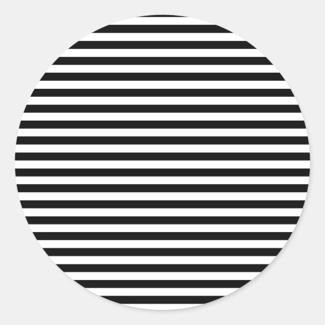 Black & white striped classic round sticker (Front)
