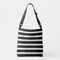 BLACK & WHITE STRIPED CROSS BODY BAG