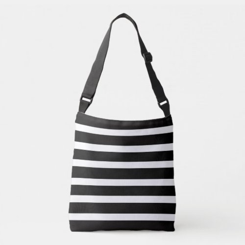 BLACK  WHITE STRIPED CROSS BODY BAG