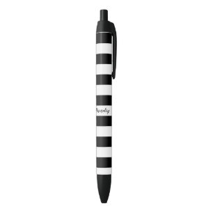 Black & White Striped Custom Personalized Chic Pen