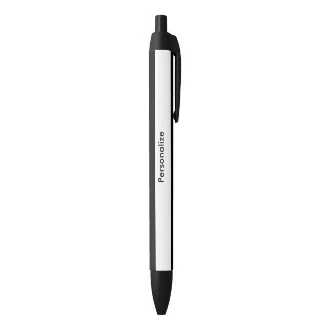 Black & White Striped Custom Personalized Chic Pen (Bottom (Vertical))
