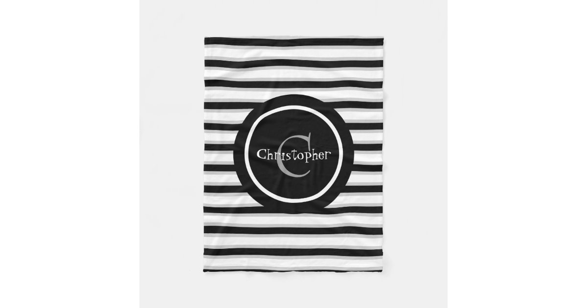 Black White Striped Customized Boy S Baby Blanket Zazzle Com