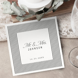 Black & White Striped Elegance Classy Mr and Mrs Napkins