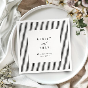 Black & White Striped Elegance Classy Wedding Napkins