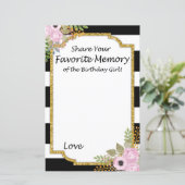 Black White Striped Favorite Memory Birthday Girl (Standing Front)