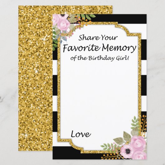 Black White Striped Favorite Memory Birthday Girl (Front/Back)