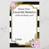 Black White Striped Favorite Memory Birthday Girl (Front)
