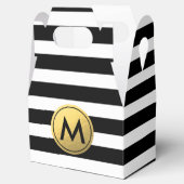 Black & White Striped Gold Foil Party Favor Boxes (Opened)