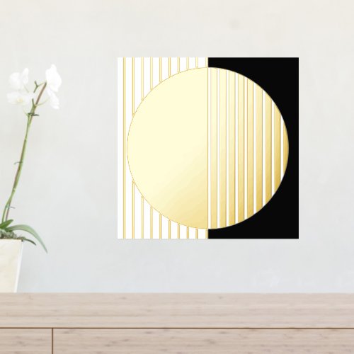 Black White Striped Half Circles Fusion Art Gold Foil Prints